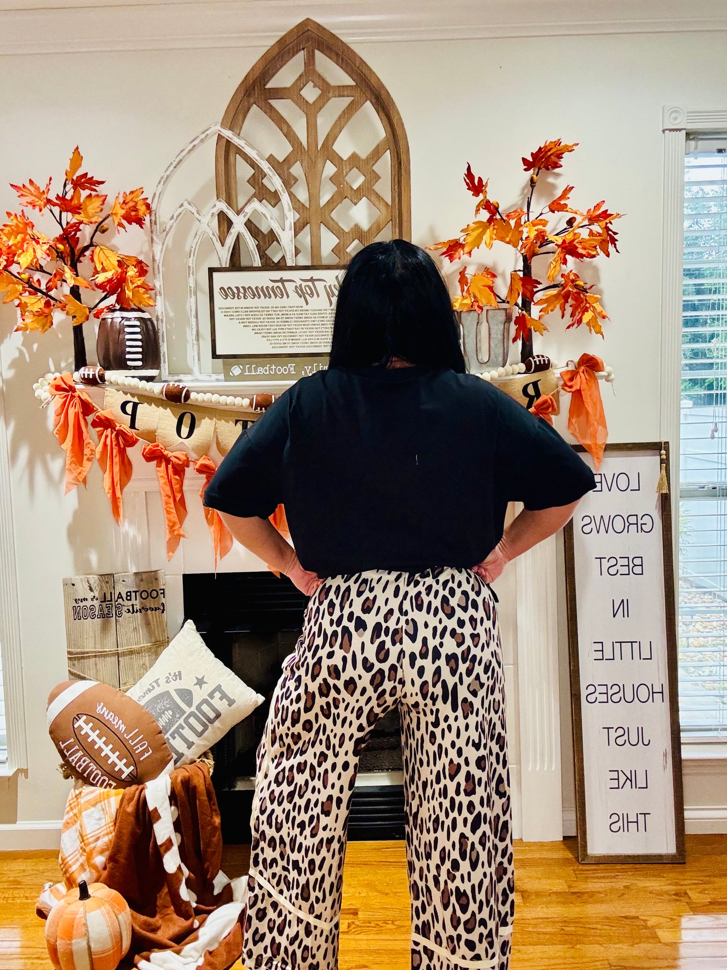 Khaki Leopard Wide Leg Cropped Pants