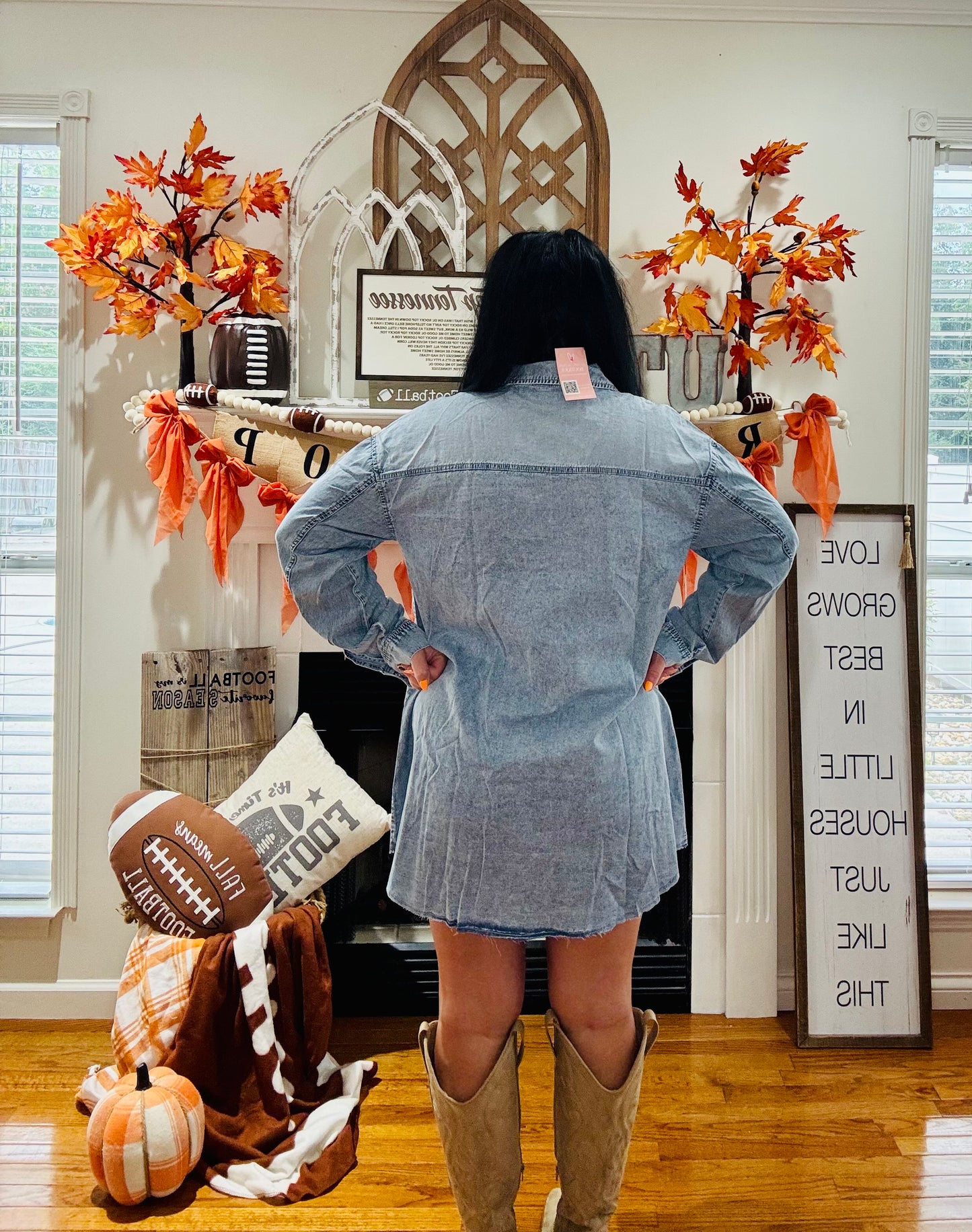 Beau Blue Chest Pocket Raw Hem Denim Loose Shirt Dress