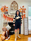 Black Stripe Two in One Knitted Top High Waist Splicing Hem Sweater Dress