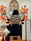 Black Stripe Two in One Knitted Top High Waist Splicing Hem Sweater Dress