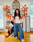 Beige Bold Flower Pattern Wide Sleeve Baggy Sweater