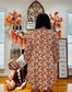 Beige Floral Deep V Neck Smocked Bust Bubble Sleeve Babydoll Dress