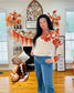 Beige Bold Flower Pattern Wide Sleeve Baggy Sweater