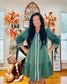 Canton Contrast Ricrac Trim Button V
Neck Knotted Bracelet Sleeve Shift Dress
